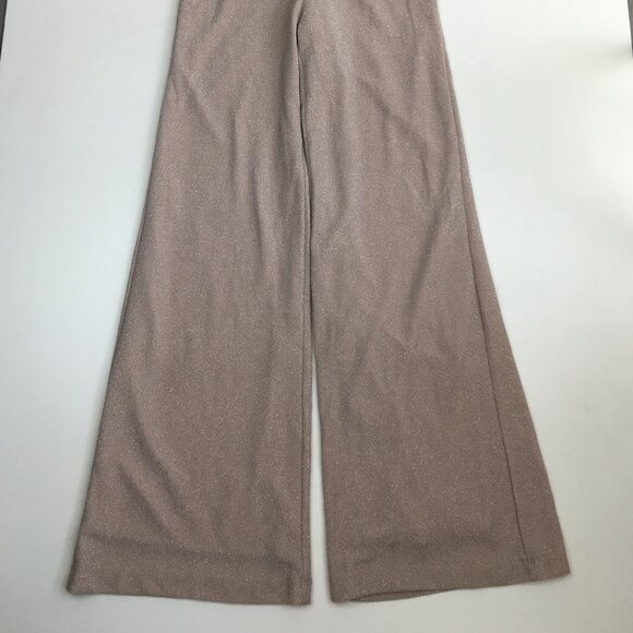 WINDSOR Light Mauve Pink Silver Glitter High Rise Waist Wide Flare Leg Pant - Picture 6 of 11